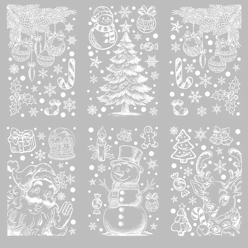 Pegatinas navideñas, pegatinas estáticas de alce y copo de nieve de invierno, suministros para fiesta de Navidad, colgante, caja de regalo, pegatinas para ventana