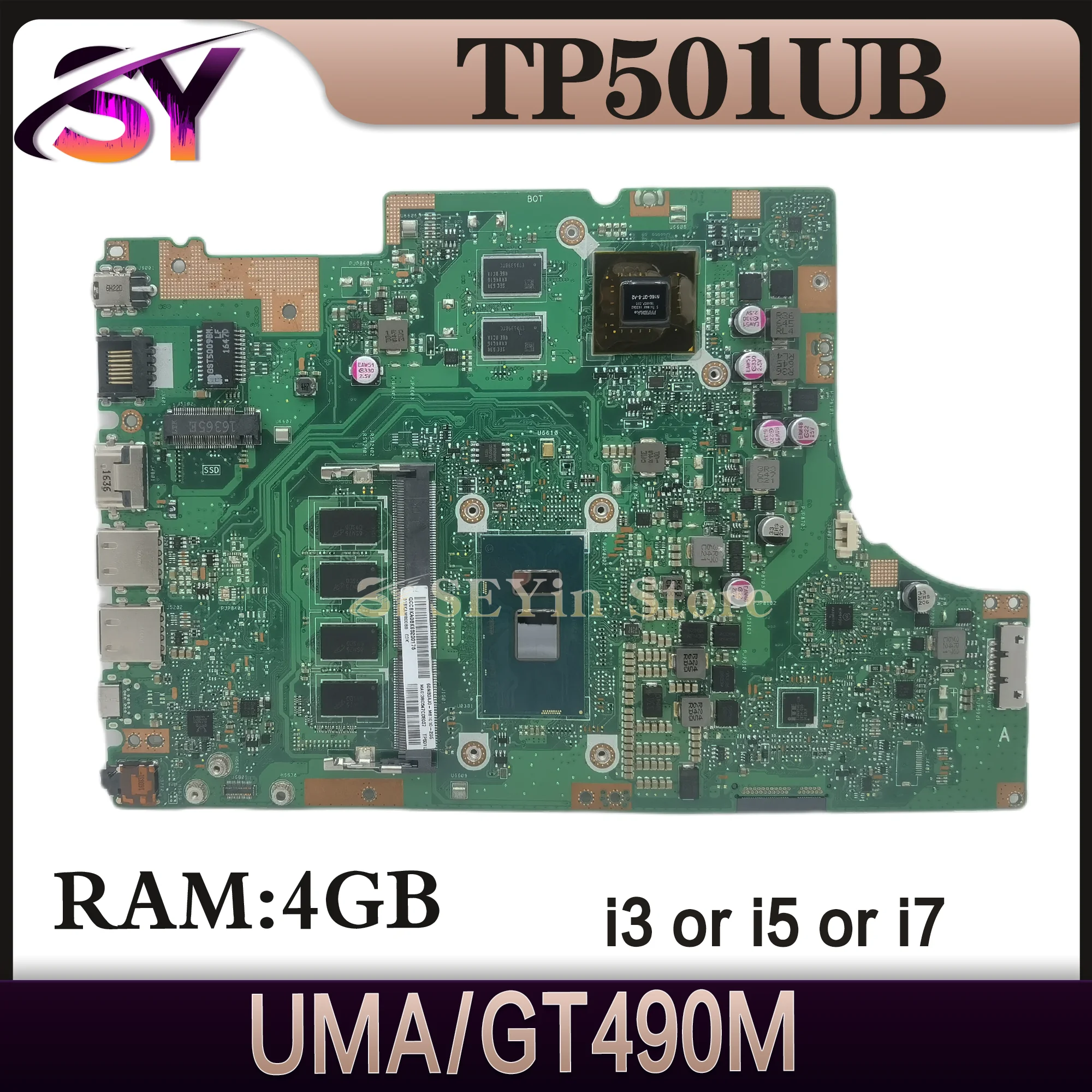 

Notebook Mainboard For ASUS Vivobook Flip TP501UB TP501U TP501UA TP501UQ TP501UQK Laptop Motherboard I3 I5 I7 4GB/RAM UMA/GT940M