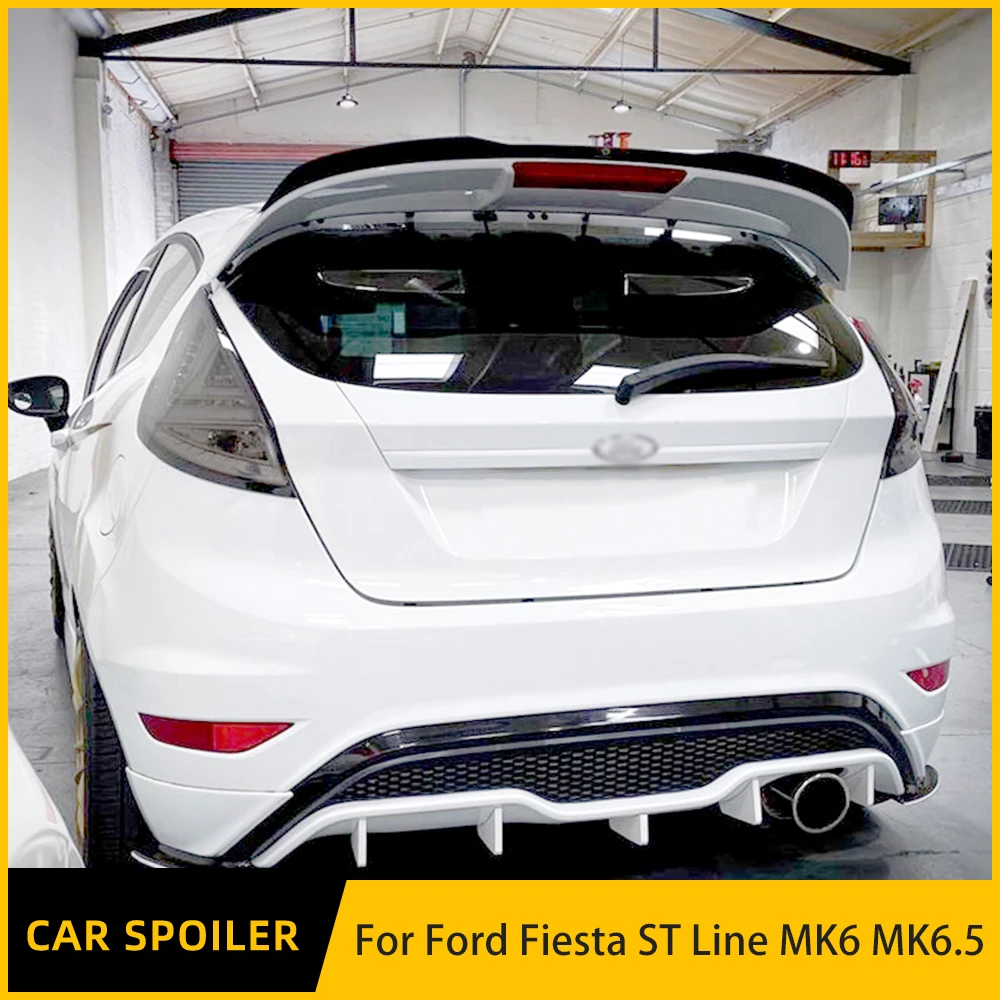 

For Ford Fiesta ST-Line MK6 MK6.5 2008-2017 Rear Roof Lip Spoiler Cap Hatchback ABS Gloss Black Spoiler Wings Accessories Tuning
