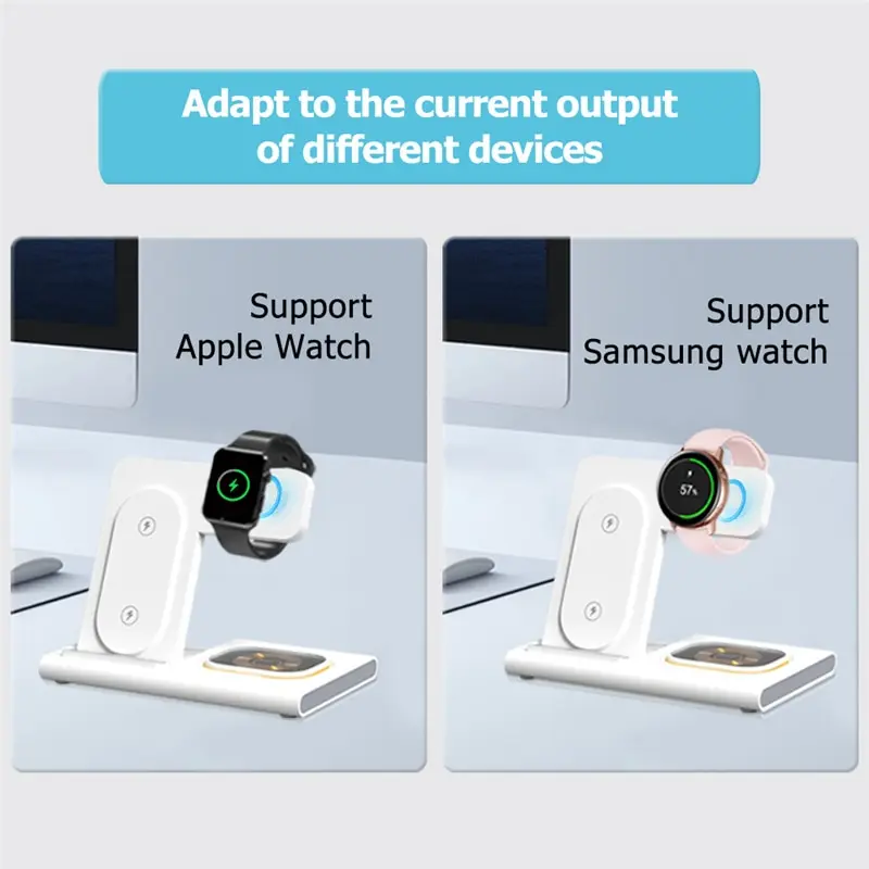 Support de chargeur sans fil 3 en 1, iPhone 12, 13, 14, 15, Samsung S23, S22, Galaxy Watch 5, 4, bourgeons actifs, charge rapide, station S6