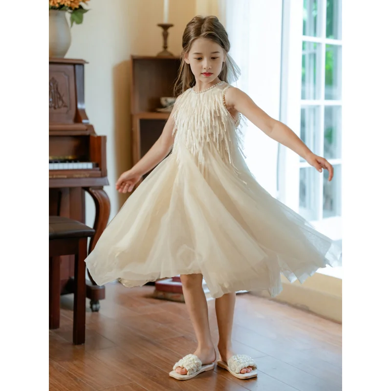 2025Girls' Summer New Beige Stylish High-End Fashion Dress