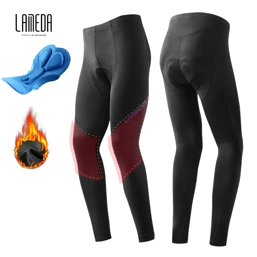 

Lameda Men's Warm Cycling Pants Winter Bike Pants Knee Windproof Fleece Long Pants