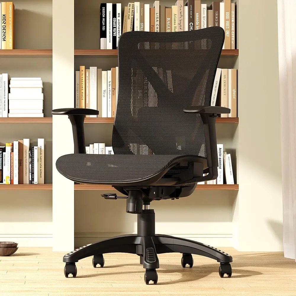 Office Chair, Mesh Computer Desk Chairs with Adjustable Lumbar Support, 3D Armrests, Tilt Function, Comfy Wide Seat, Swivel Exe