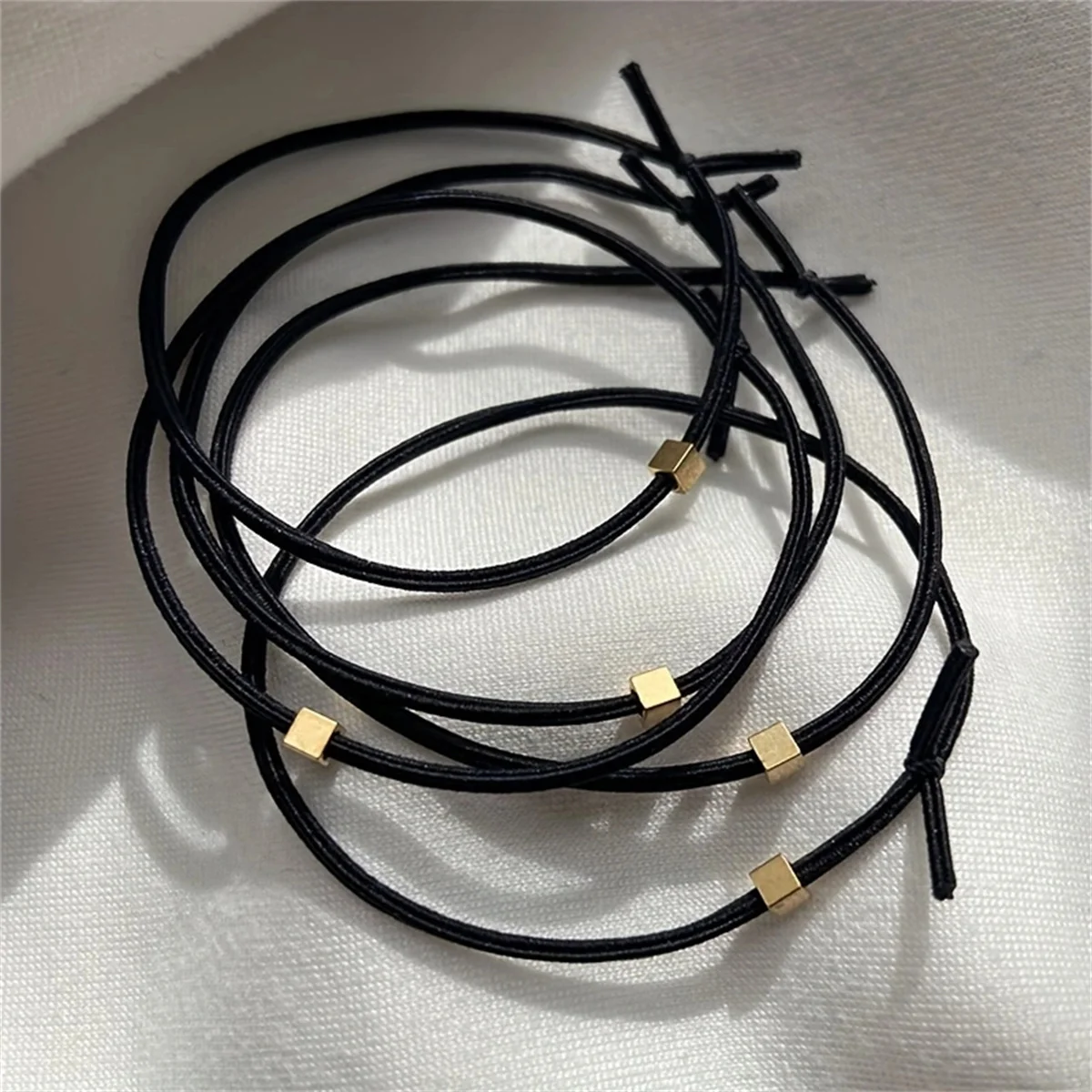 10pcs/set Hair Ties Basic Black Color Square Pendant Elastic Hair Band Ponytail Holder Rubber Bands Women Hair Accessories