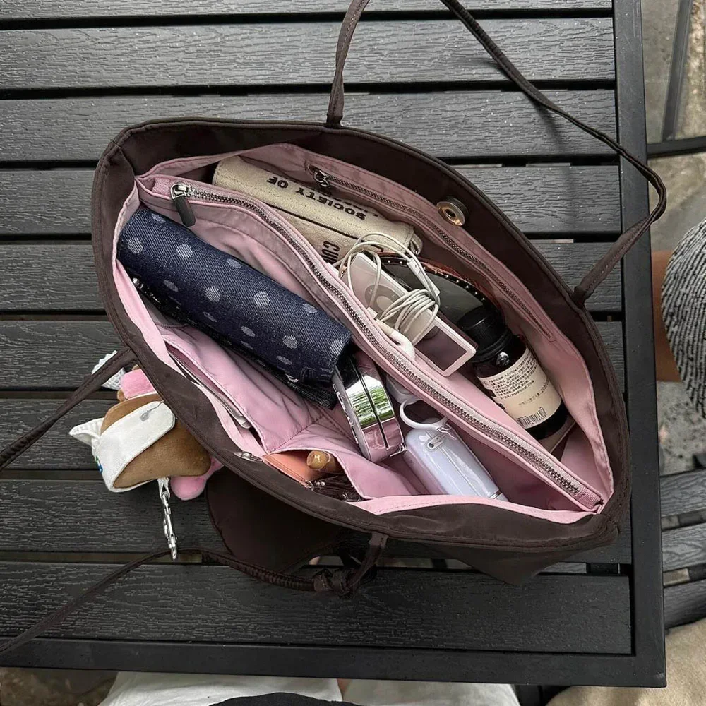 Große Nylon-Canvas-Tragetasche, lässige Sommerhandtasche für Damen, leichte Umhängetasche im koreanischen Stil mit Magnetverschluss – Detail 7