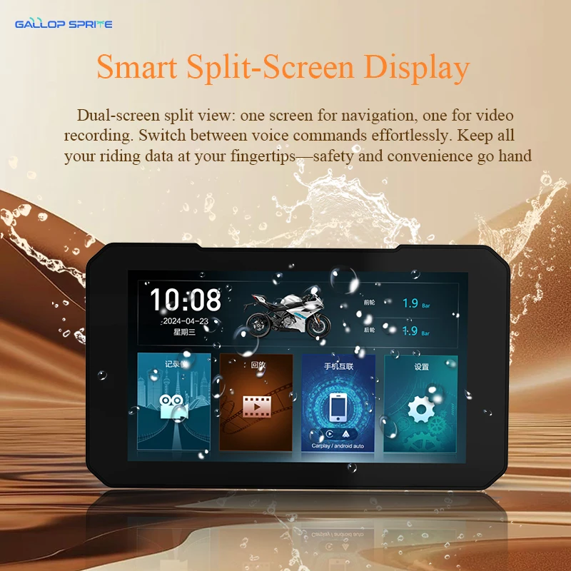 جالوب سبرايت 6 بوصة Carplay دراجة نارية DVR نظام تحديد المواقع والملاحة IPX7 مقاوم للماء لاسلكي أندرويد السيارات الذكية لاعب موتو العرض #6