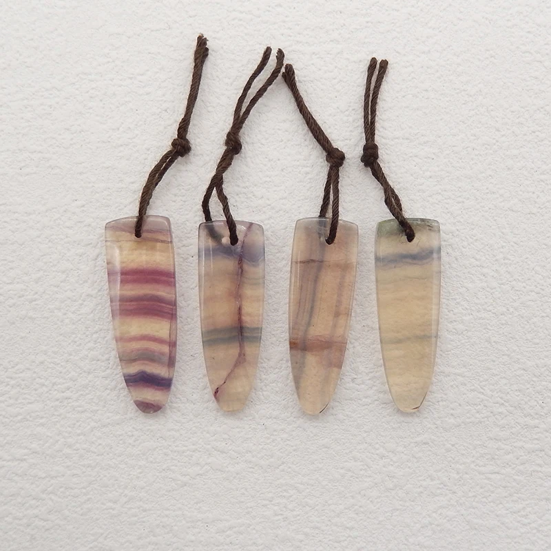 5PCS Natural Stone Rainbow Fluorite Handmade DIY Jewelry Pendant Beads Necklace Accessories 30/29x10x4mm 10.2g