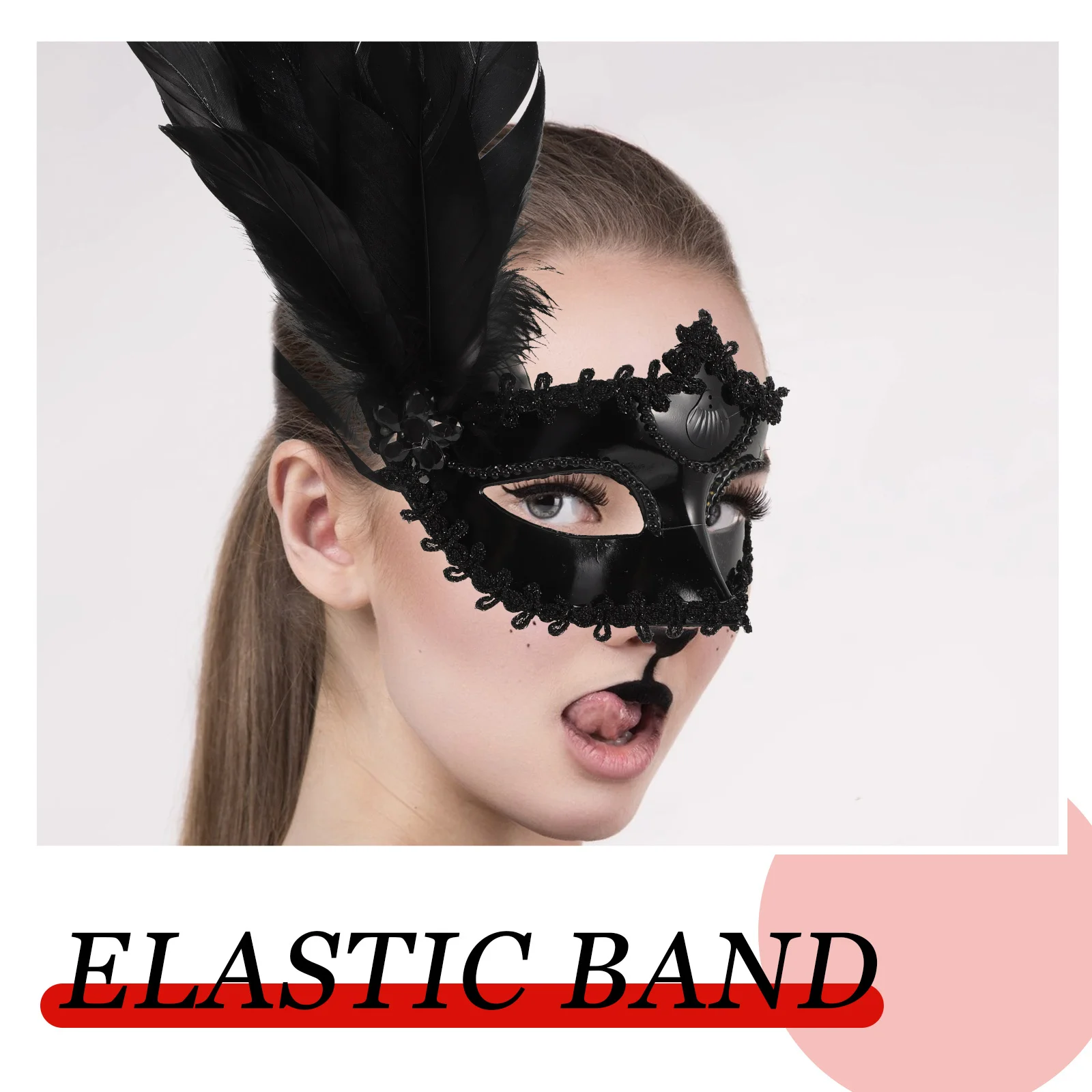

2Pcs Women Masquerade Mask Festive Plume Decoration Comfortable Fit for Cosplay Halloween Carnival Party Dress Up Occasion
