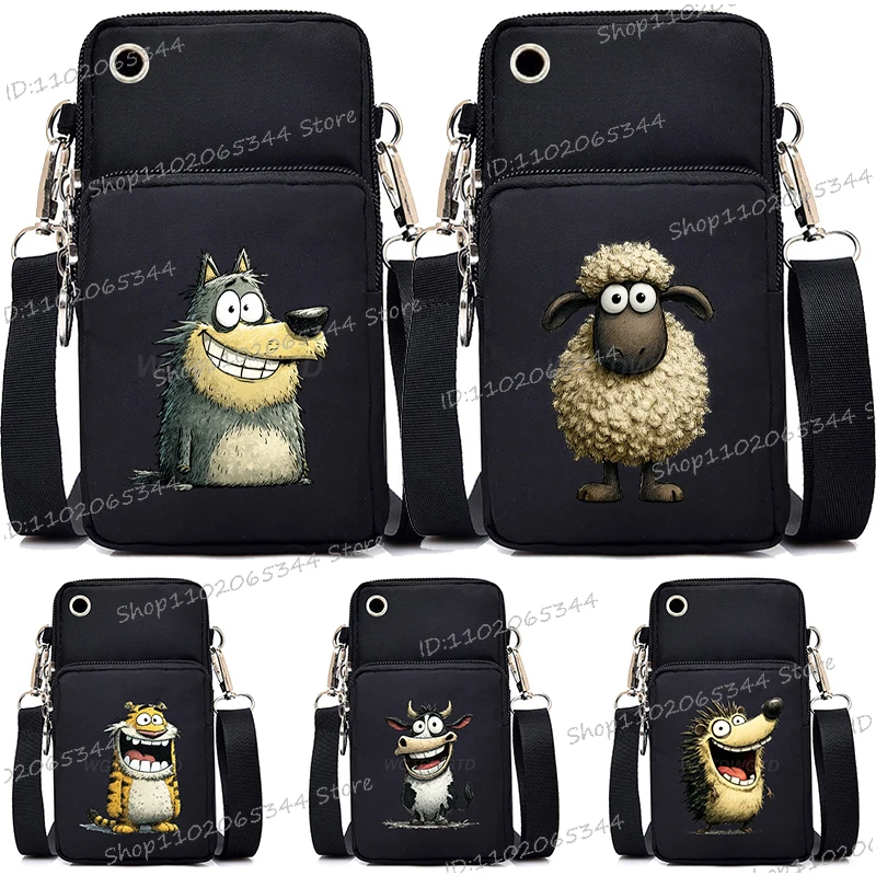 

Cute Animal Graphics Small Crossbody Bags Women And Kids Harajuku Duck Hedgehog Sheep Lion Mini Mobile Phone Bag Purses Handbags