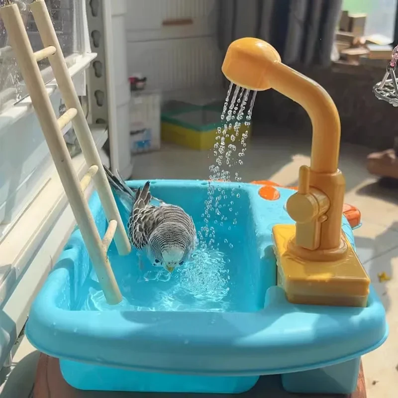 Automatic Bird Bath Box Portable Parrot Shower Basin Pet Daily Cleaning Supplies