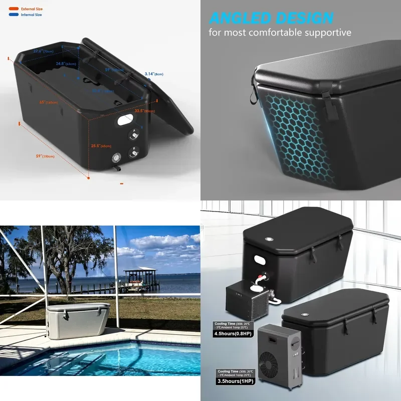 3 Days Inflatable Foldable Slant PVC Cold Plunge Ice Bath Tub Soaking Tub Cold Plunge Bathtub Pod From U.S. Local for