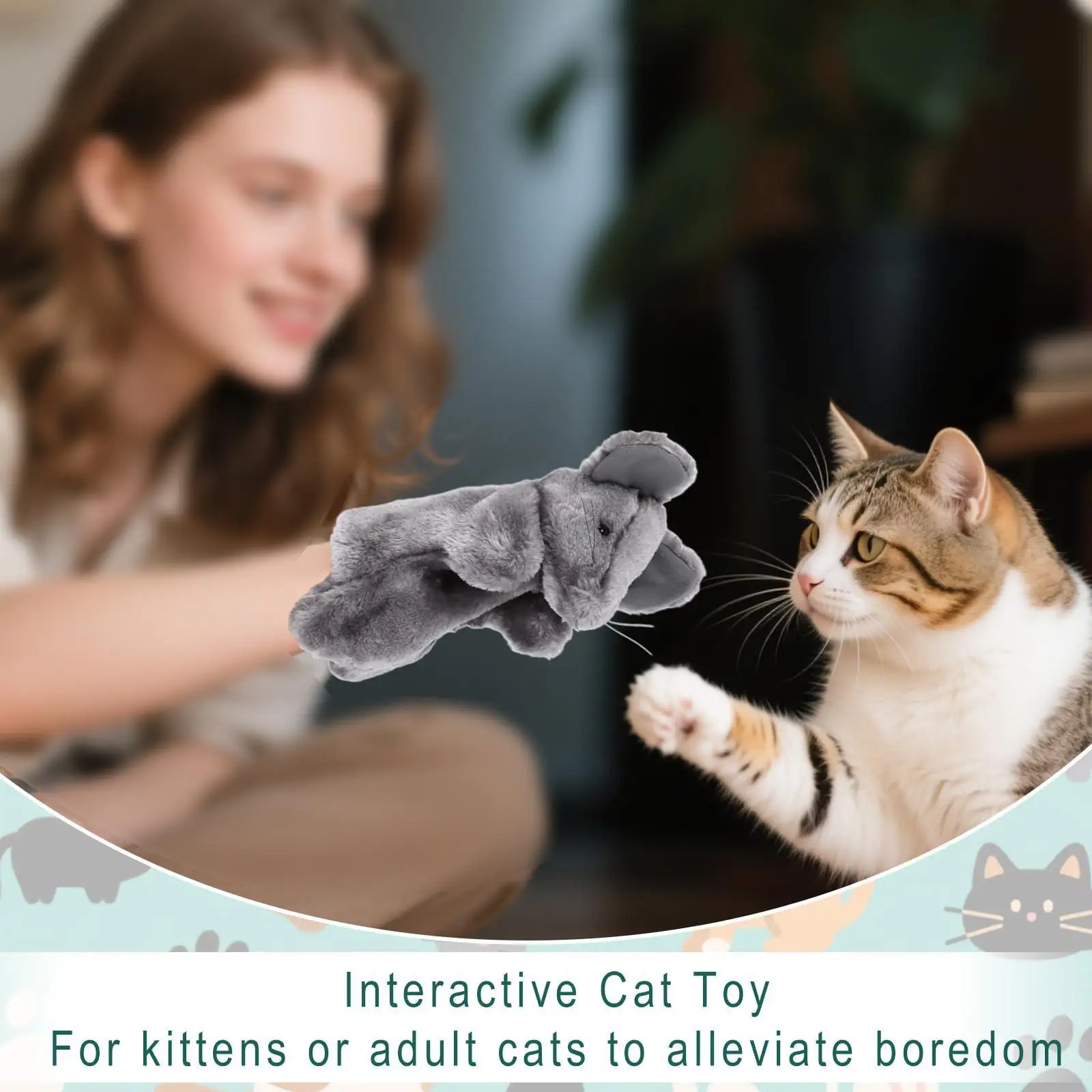 마우스 손인형, 쥐 손가락 인형, 고양이 레슬링 장난감 장갑, 고양이 교육용, 애완동물 애호가, 유치원생, 부활절 바구니 선물용