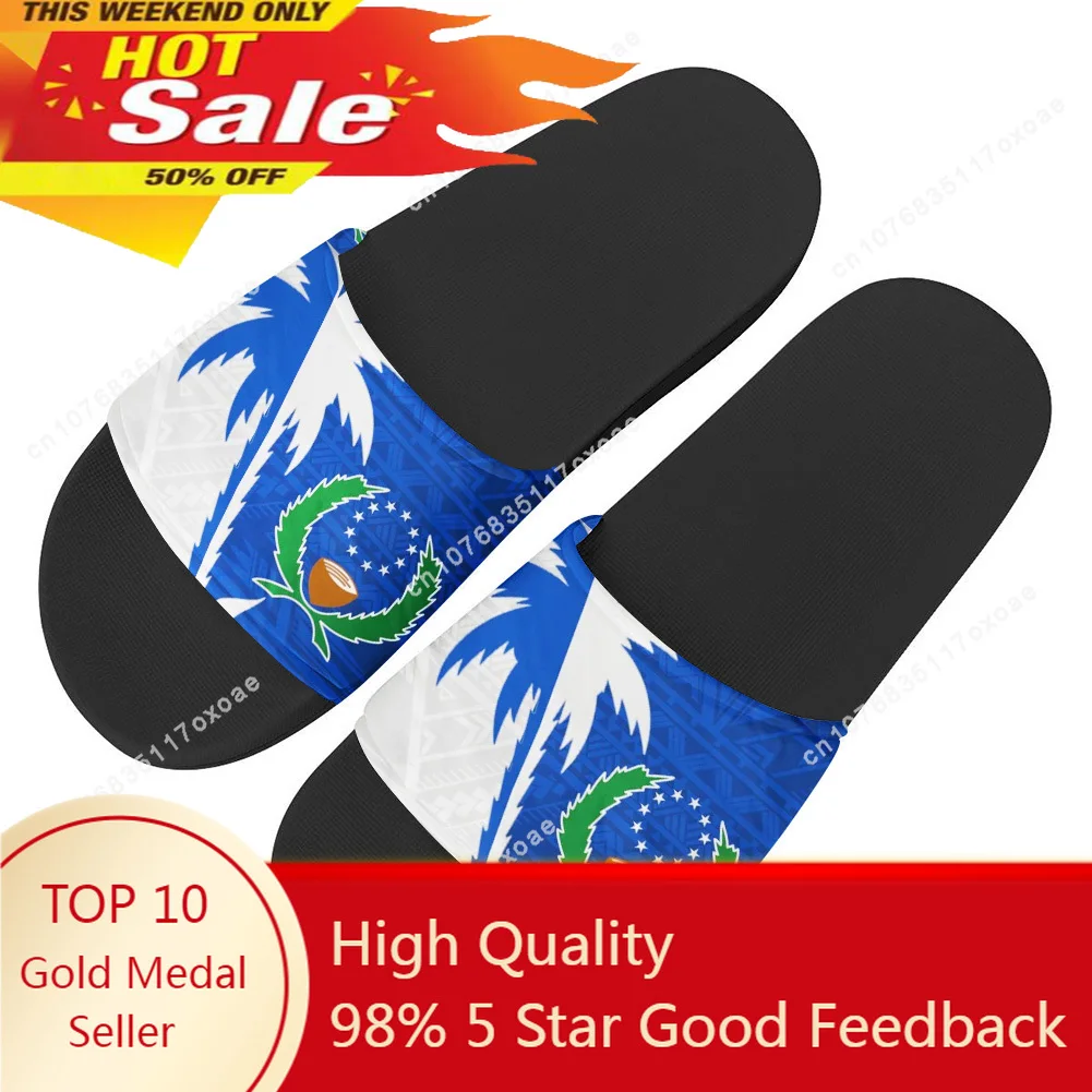 

Doginthehole Woman Slipper Pohnpei Hawaii Ladies Slide Sandals Shoes Blue House Flat Slipper Non Slip