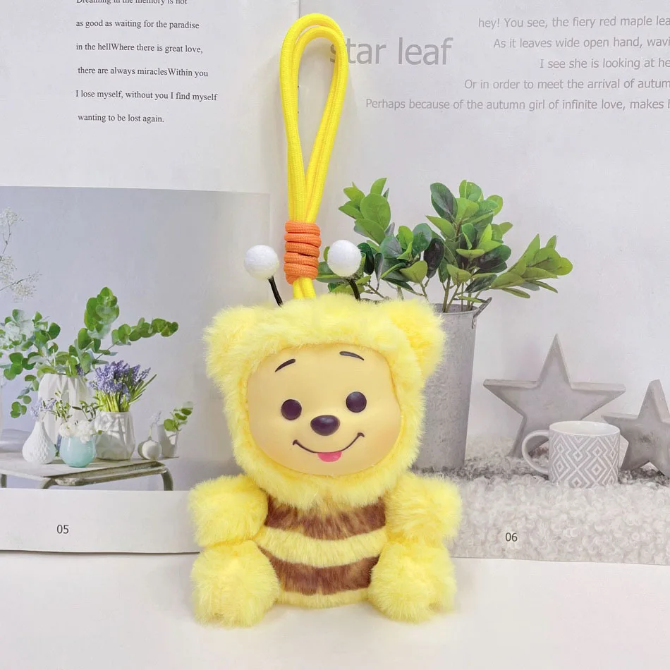 Anime Cartoon 12 cm Winnie Pooh Hand Touw Serie Pluche Sleutelhanger Hanger Schattige Pop Accessoires Trendy Kerst Verjaardag Speelgoed Gift