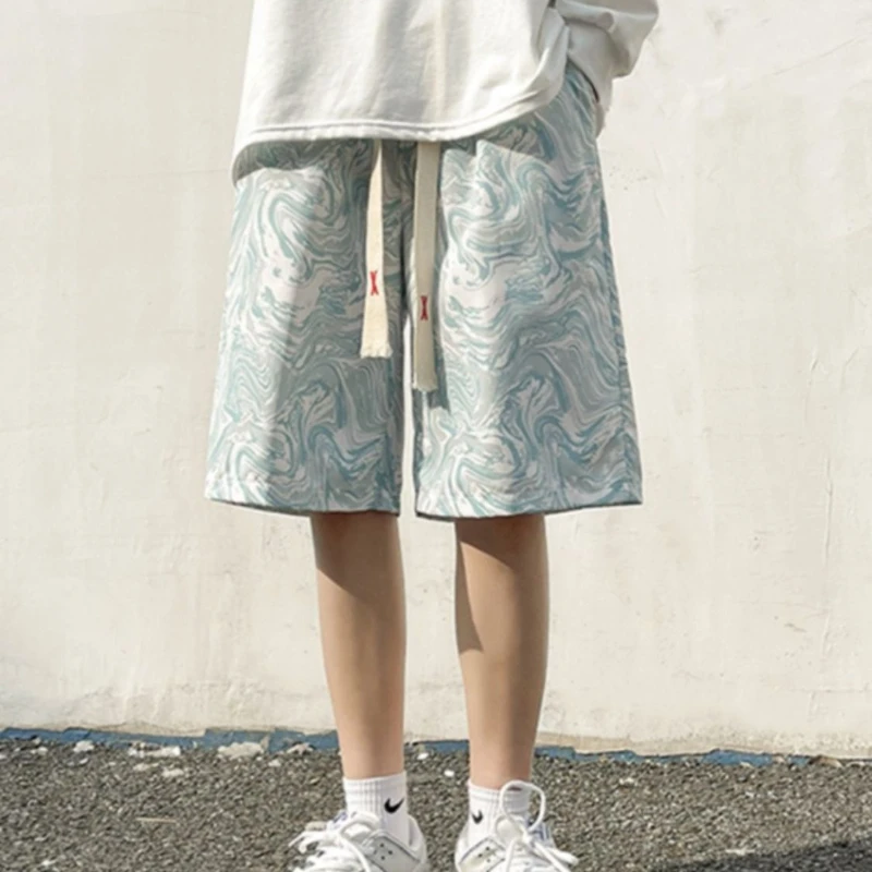 

Tie-dye Ice Silk Shorts Men's Summer Loose Quick-drying Beach Pants Trousers