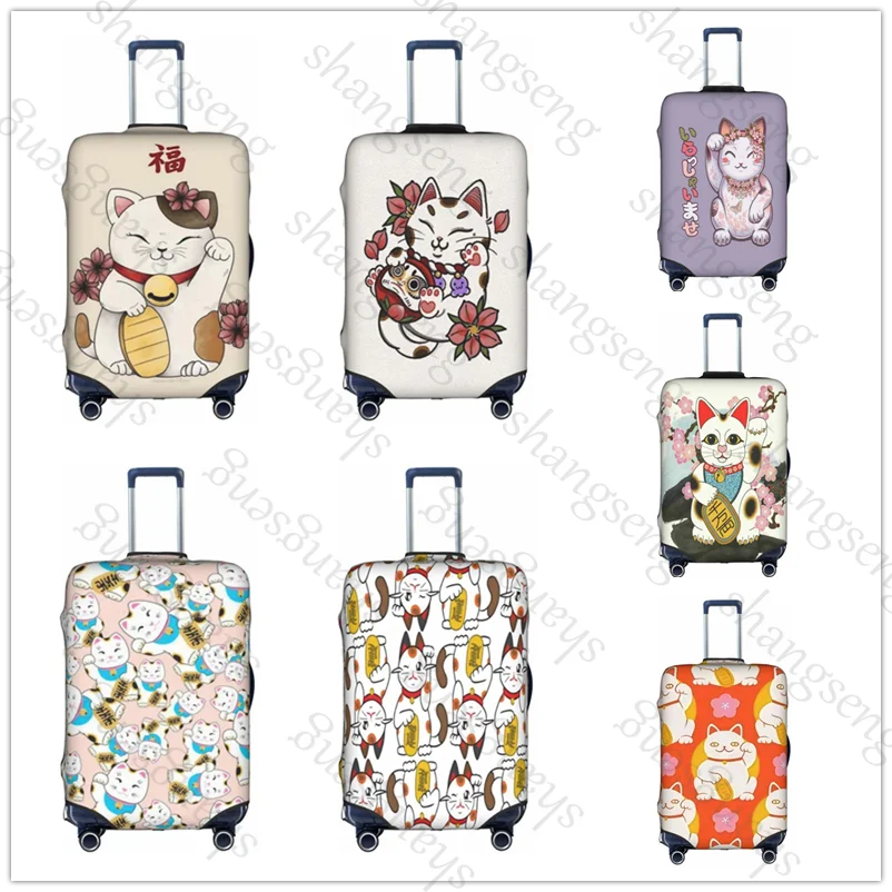 

Thick Elastic Luggage Protective Cover Zipper Suit For 18-32 inch Bag Suitcase Covers Travel Accessories Maneki Neko cute