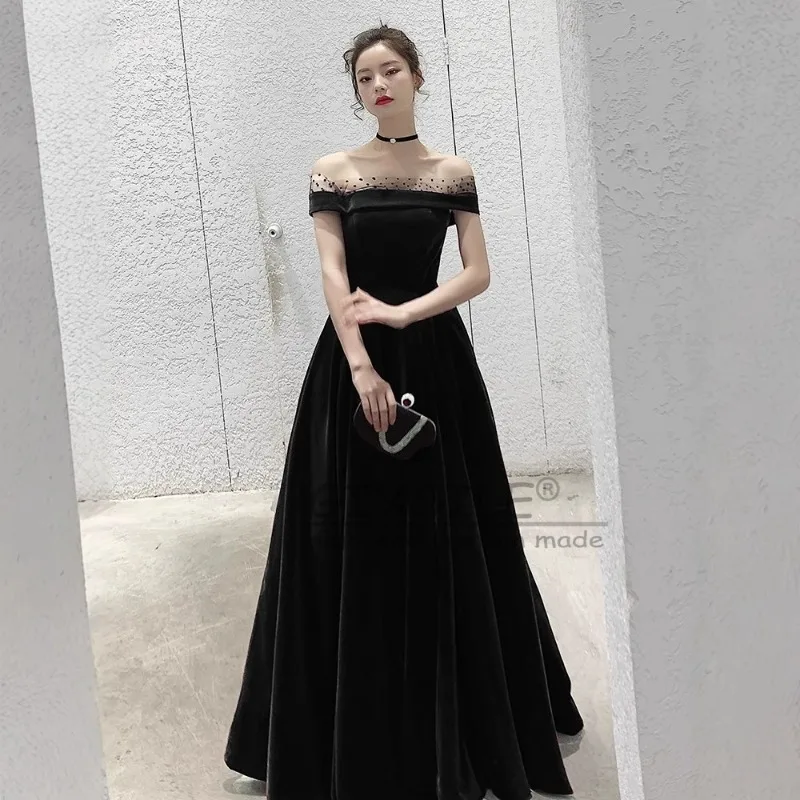 GIYSILE Abito da sera nero sexy moda personalizzato Top a tubo Banchetto lungo femminile Temperamento di fascia alta Tracolla sottile sul retro