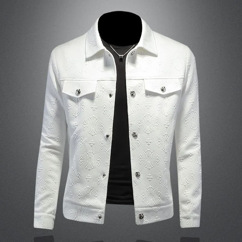 

A Trendy Casual Fashionable Men's Versatile Coat Top New European Slim-fit Spring and Autumn Jacquard Korean-style Lapel Jacket