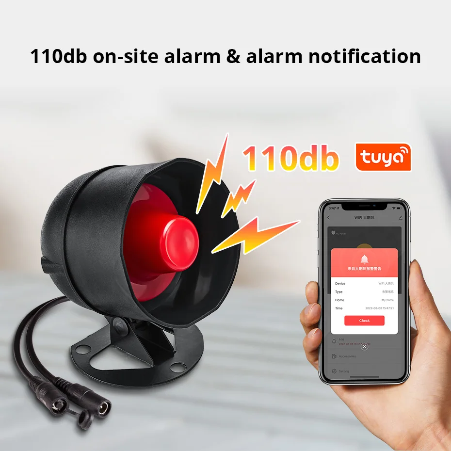 KERUI Tuya Smart WIFI Security Alarm System Kit 110dB Wireless Loud Indoor/Outdoor Siren Horn Home Burglar Motion Door Sensor