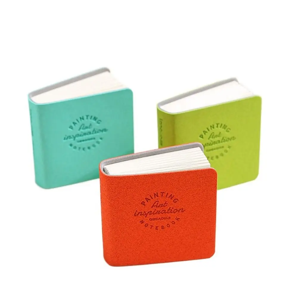 

3Pcs Thick Drawing Paper Mini Drawing Book Compact Unlined Pocket Painting Paper PU Leather Cover Tearable Miniature Sketchbook