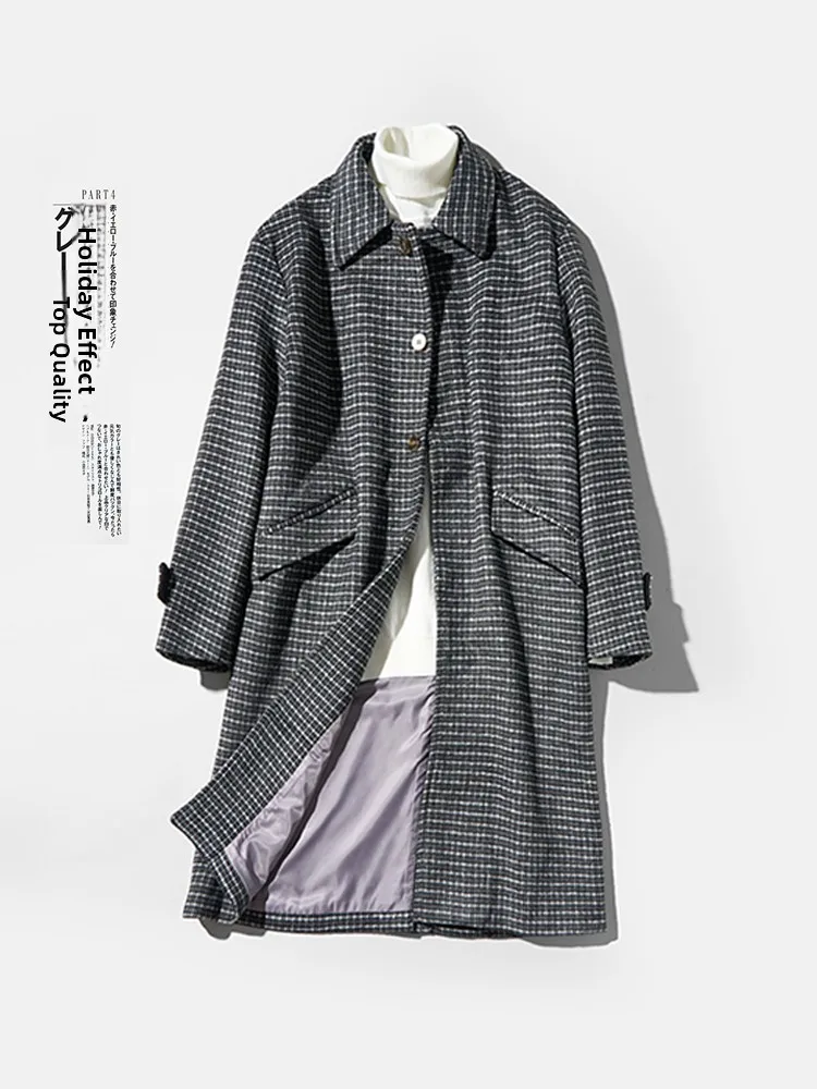 

Модное мужское пальто средней длины из шерстяной смеси, осенне-зимняя ветровка, верхняя одежда с клетчатым узором, легкое, класса люкс