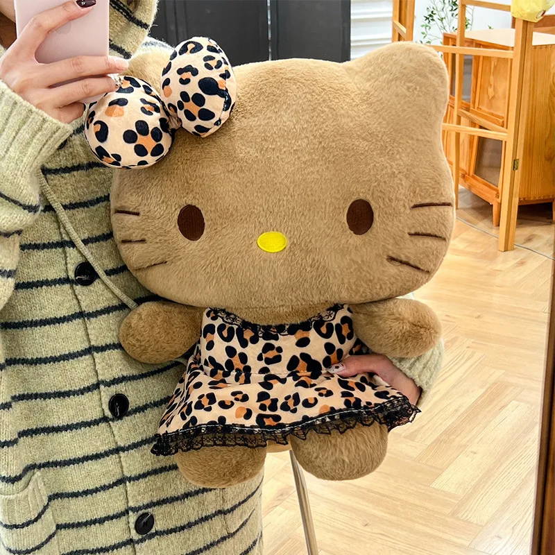 

Плюшевая игрушка Hello Kitty с черным леопардовым принтом, мягкая игрушка-подушка Hello Kitty для детей, подарок на день рождения или Рождество, милая кукла для девочек