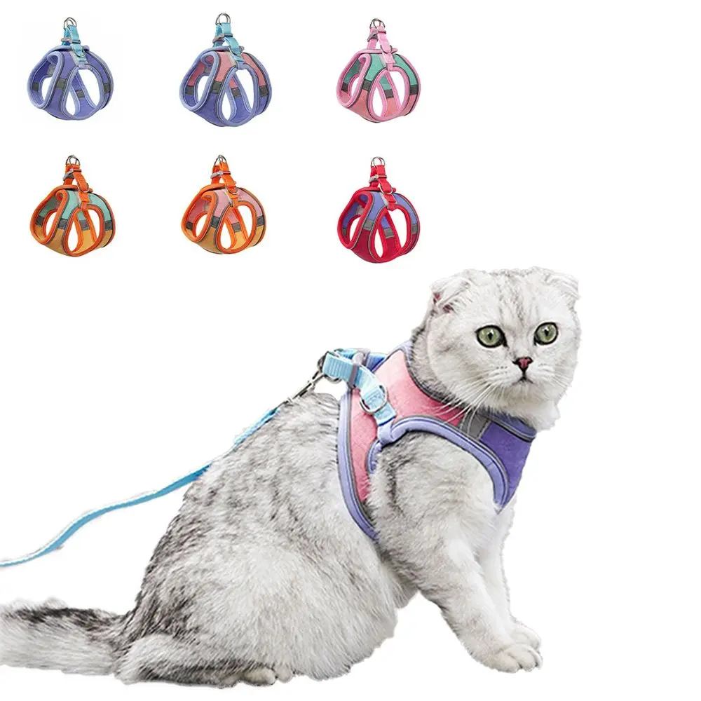 Anti-leak With Reflective Strap Vest Harness Adjustable Soft Breathable Cat Accessories Pets Vest Cat Harness Cat Collar