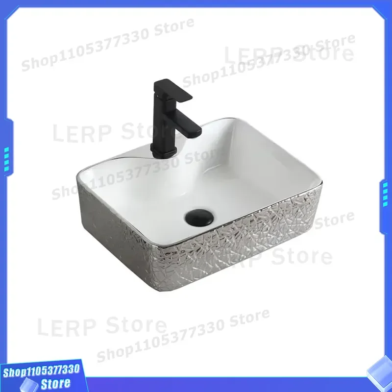 Modern Silver Porcelain Bathroom Washbasin Elegant Ceramic Sink for Home Decoration High Quality Basin for Bathroom