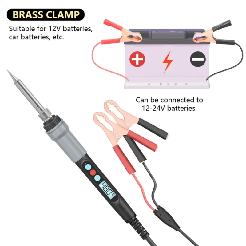 

LCD Electric Soldering Iron DC12V-24V 18-72W Imported PTC Heating Rapid H4GE