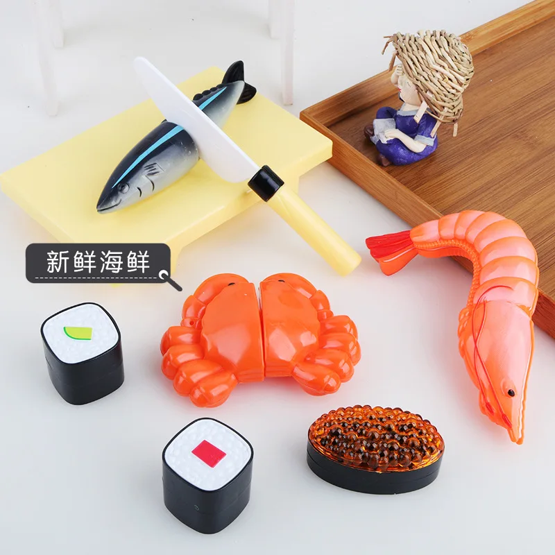 Children Girls Play House Sushi Cutting Music Toys Simulation Sushi Seafood Food Scene Kitchen Cutting Toys Kids Birthday Gifts