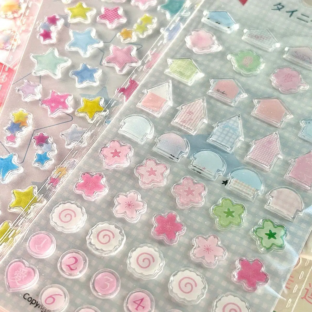 1 Pc Cute Cartoon Clover Strawberry Dropping Glue Sticker DIY Scrapbooking Journaling Stickers Phone Case Decorative Material