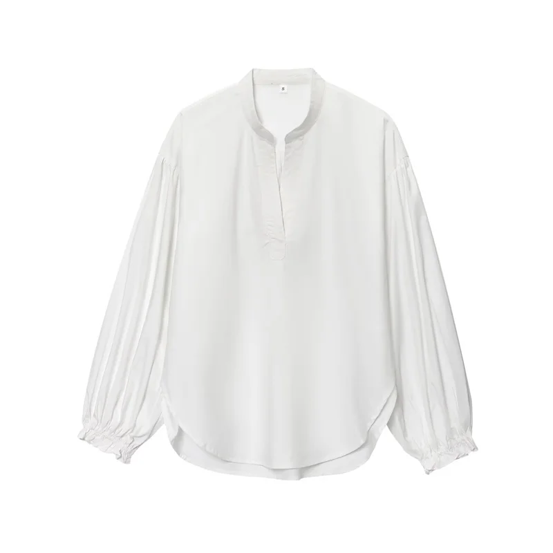 

Women's Shirt New Summer 2025 White Long Sleeve Pullover Loose Simple Shirt Lazy Fashion Casual Personality