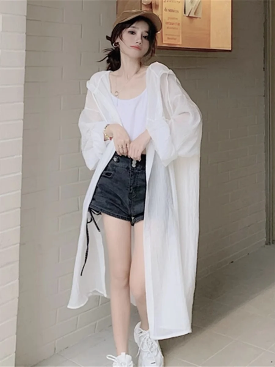 特大サイズ 300 ポンドアイスシルク女性の軽量通気性ロングカーディガン日焼け防止服恐れ脂肪 MM シフォン日焼け止め服