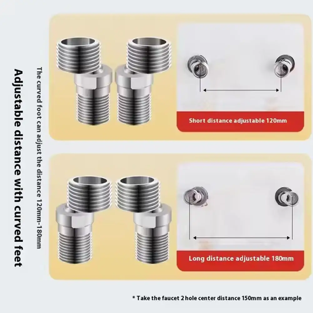 

One Stainless Steel Angled Curved Foot Angle Adjustment Screw Shower Adapter 360° Eccentric Rotatable Mounted Corner Faucet N2A6