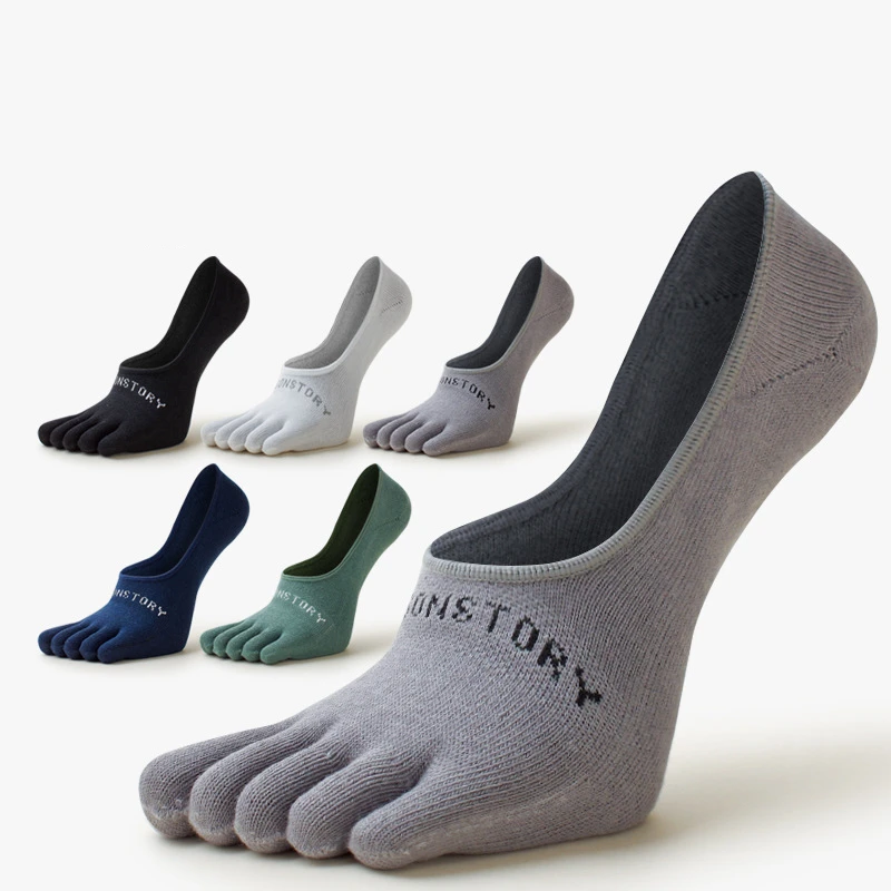 

5 Pairs Coolmax Men's Toe Socks Professional Quick-Dry Anti-Odor Summer Sports Boat Socks Woman Invisible Five-Toe Socks
