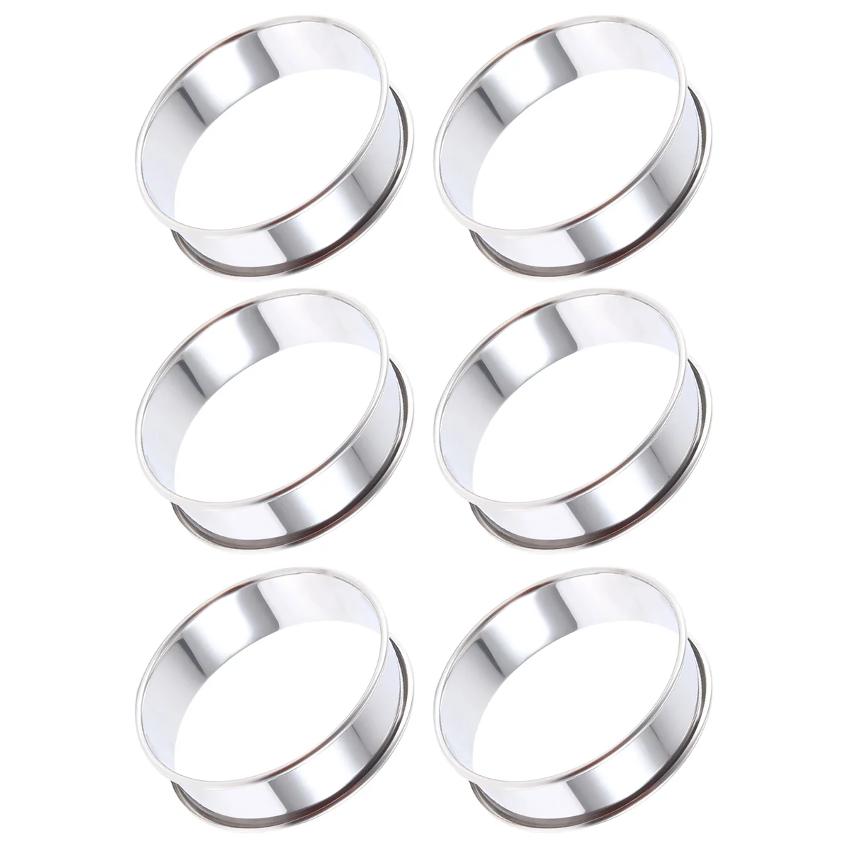 LDHL 6 Pieces Muffin Tart Rings Double Rolled Tart Ring Stainless Steel Muffin Rings Metal Round Ring Mold for Food Making