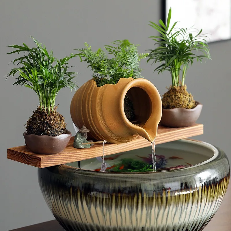 

Керамическая банка, фонтан для воды, аквариум, декоративный диспенсер для воды, аквариумный водопадный фильтр, диспенсер для воды, украшения, декор