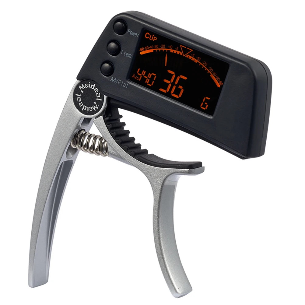 

2 -In-1 Electronic Tuner Electric for Guitar Liquid Crystal Silver Clip Acoustic