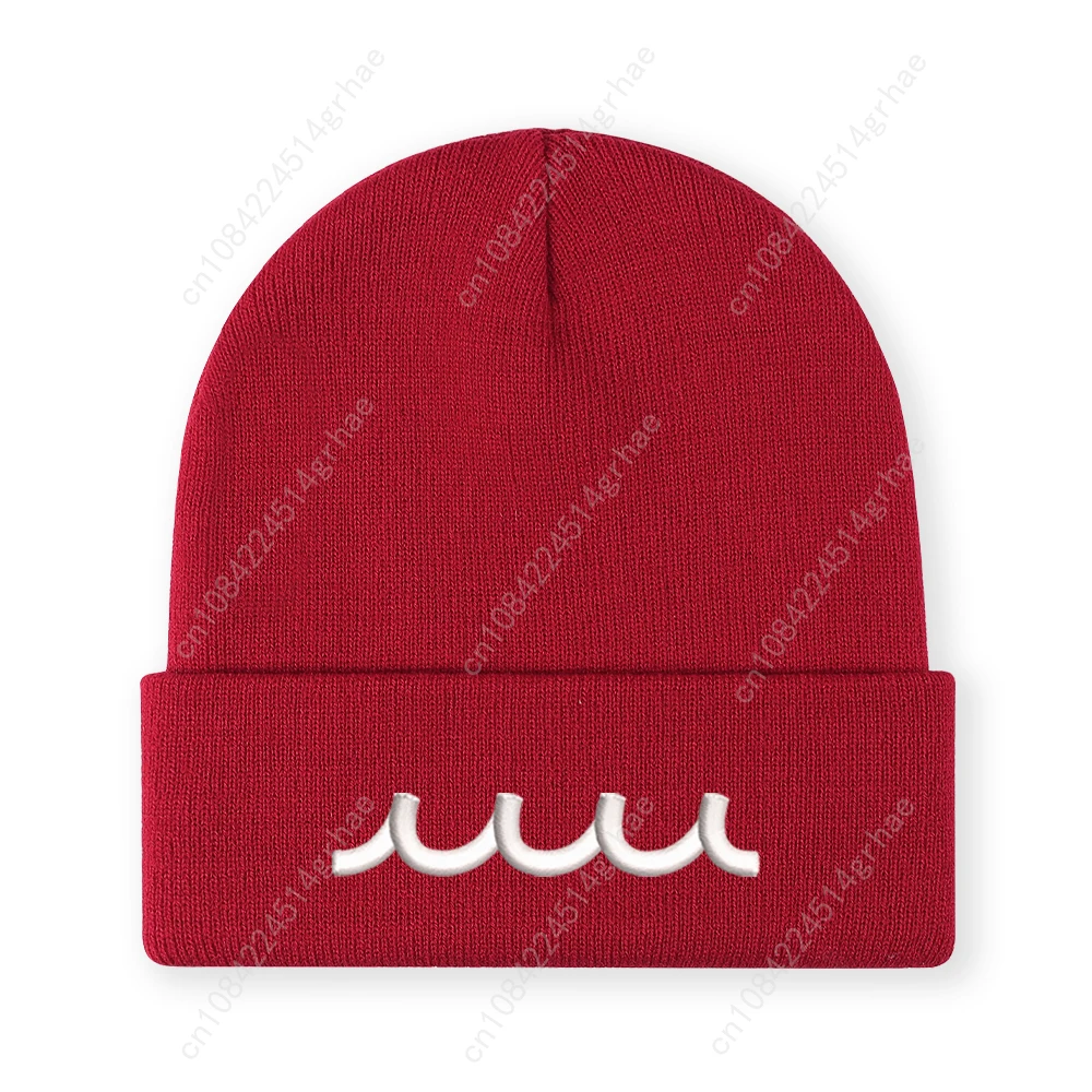 1pc'sea wave' bestickte Beanie, weich, dehnbar, leicht, Wintermütze für Damen und Herren, Outdoor-Hip-Hop-Mode