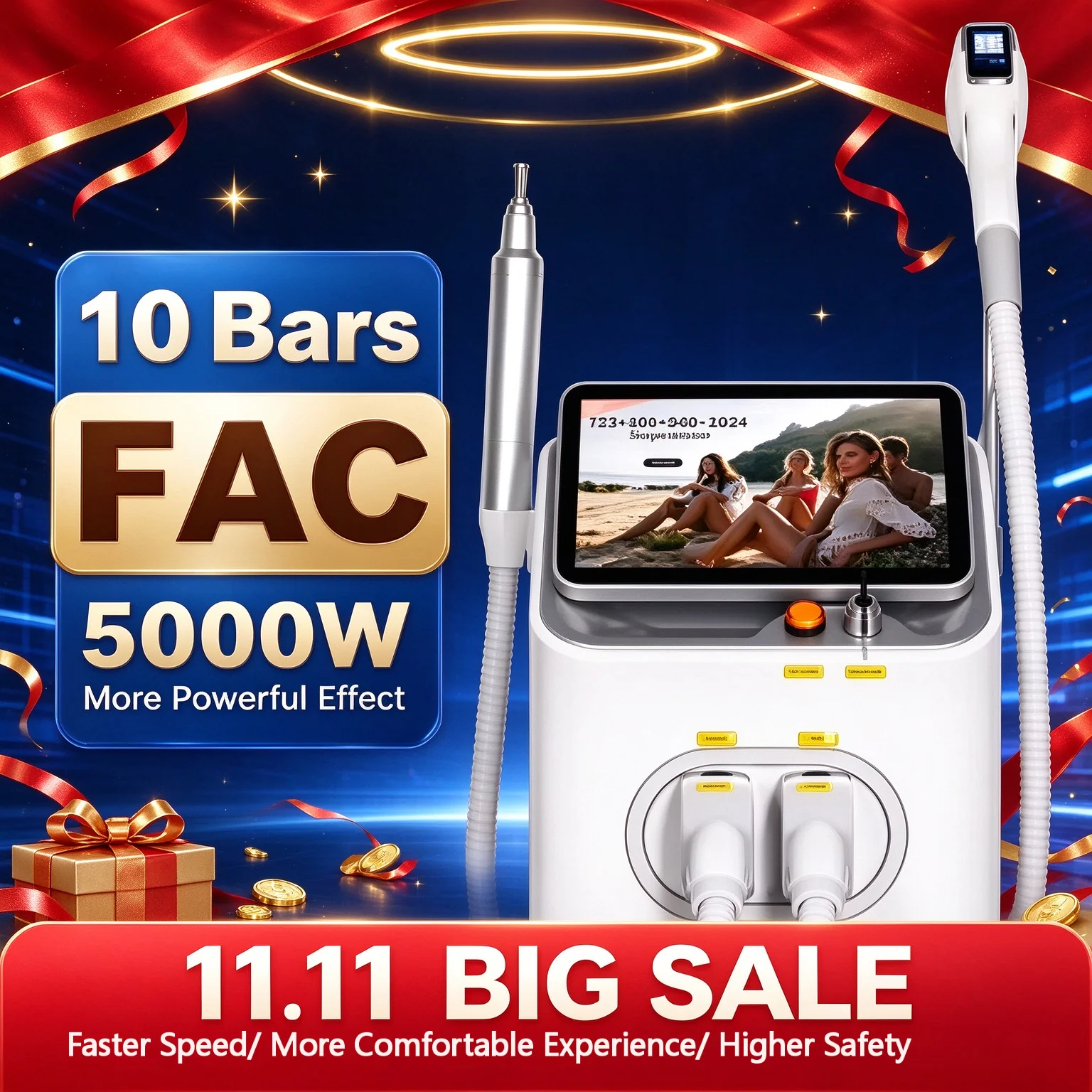 NEW Professional FAC 2 IN 1 Diode 5000W Lase Hair Removal Machine Pico Qswitch ND YAG Tattoo Removal Machine 4 Waves 808NM