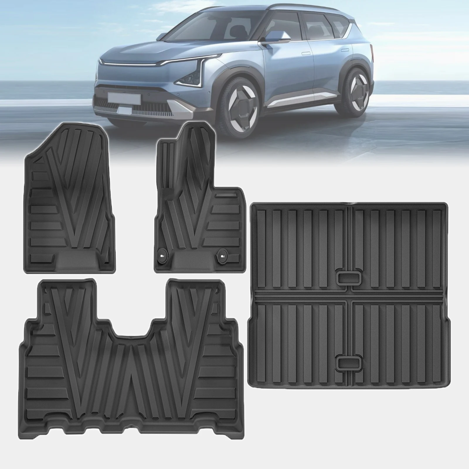 

Водонепроницаемые 3D-коврики TPE для Kia EV5 2023-2026 с лазерной разметкой, идеальная посадка, без запаха, легко чистятся