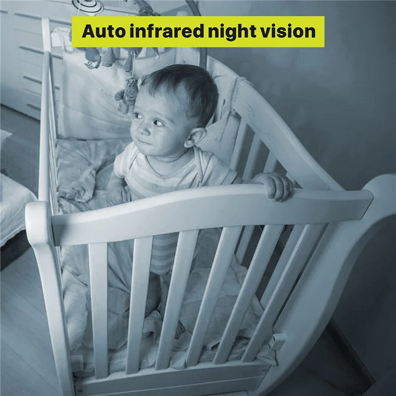 New 5 Inch Lullabies Video Baby Monitor with Camera and Audio Remote Pan-Tilt-Zoom 2-Way Audio Temperature Sensor EU Plug