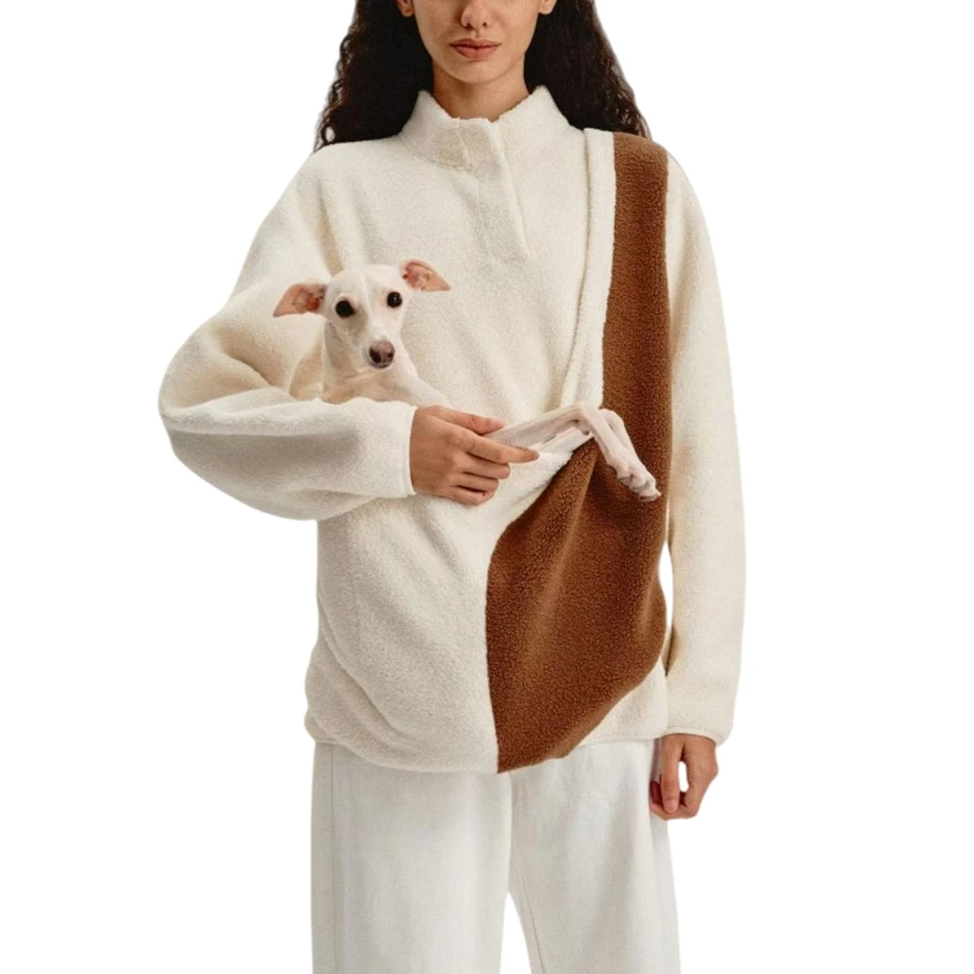 Sudadera con capucha con forro polar y bolsillo lateral para compañía de mascotas, ropa cómoda y cálida para aventuras al aire libre