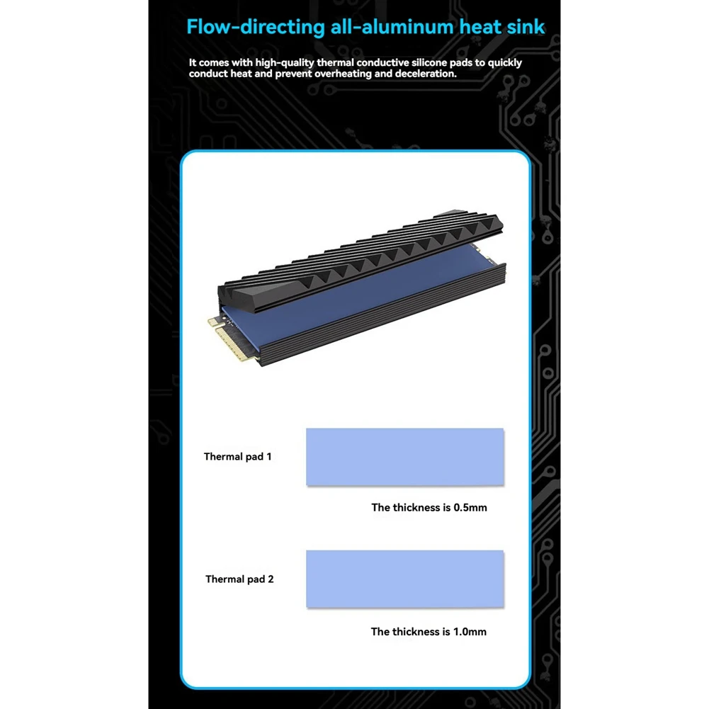 【حار بيع!】M.2 SSD المبرد M2 2280 القرص الصلب الحالة الصلبة مبادل حراري من الألومنيوم مع السيليكون الحراري الرمادي