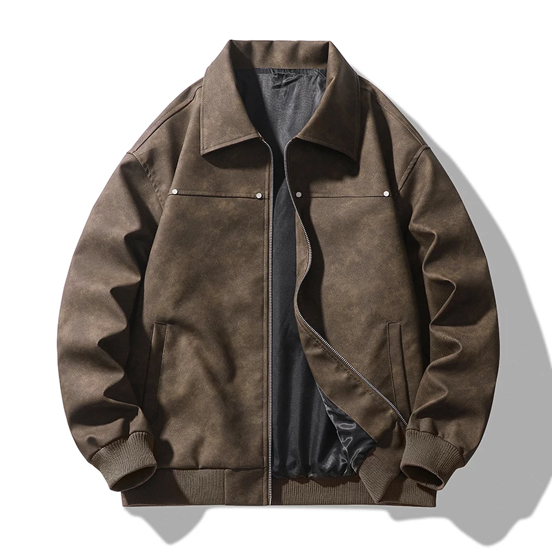

American Workwear Leather Jacket Fashion Casual Style Wind-Resistant Hot Parkas Top Quality Breathable Comfortable Men Clothing