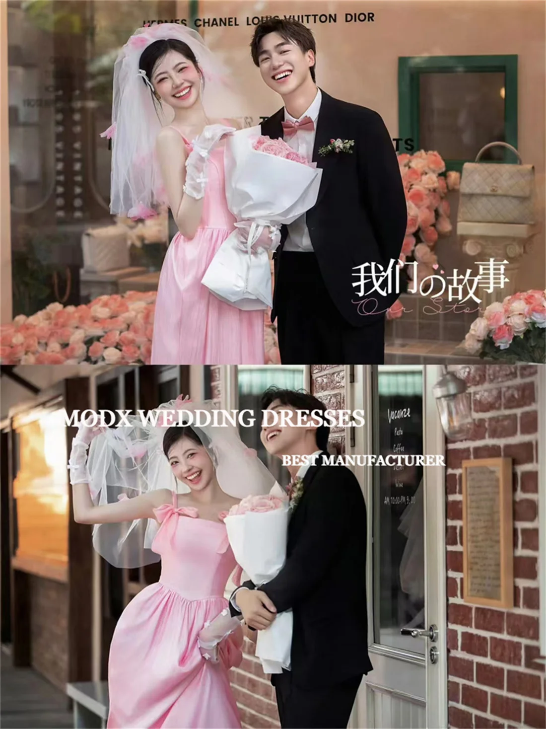 MODX Sweet Pink Evening Dresses Korea Wedding Photo shoot Strap Bowknot Soft Satin Ankle Length Evening Gowns Party Dresss