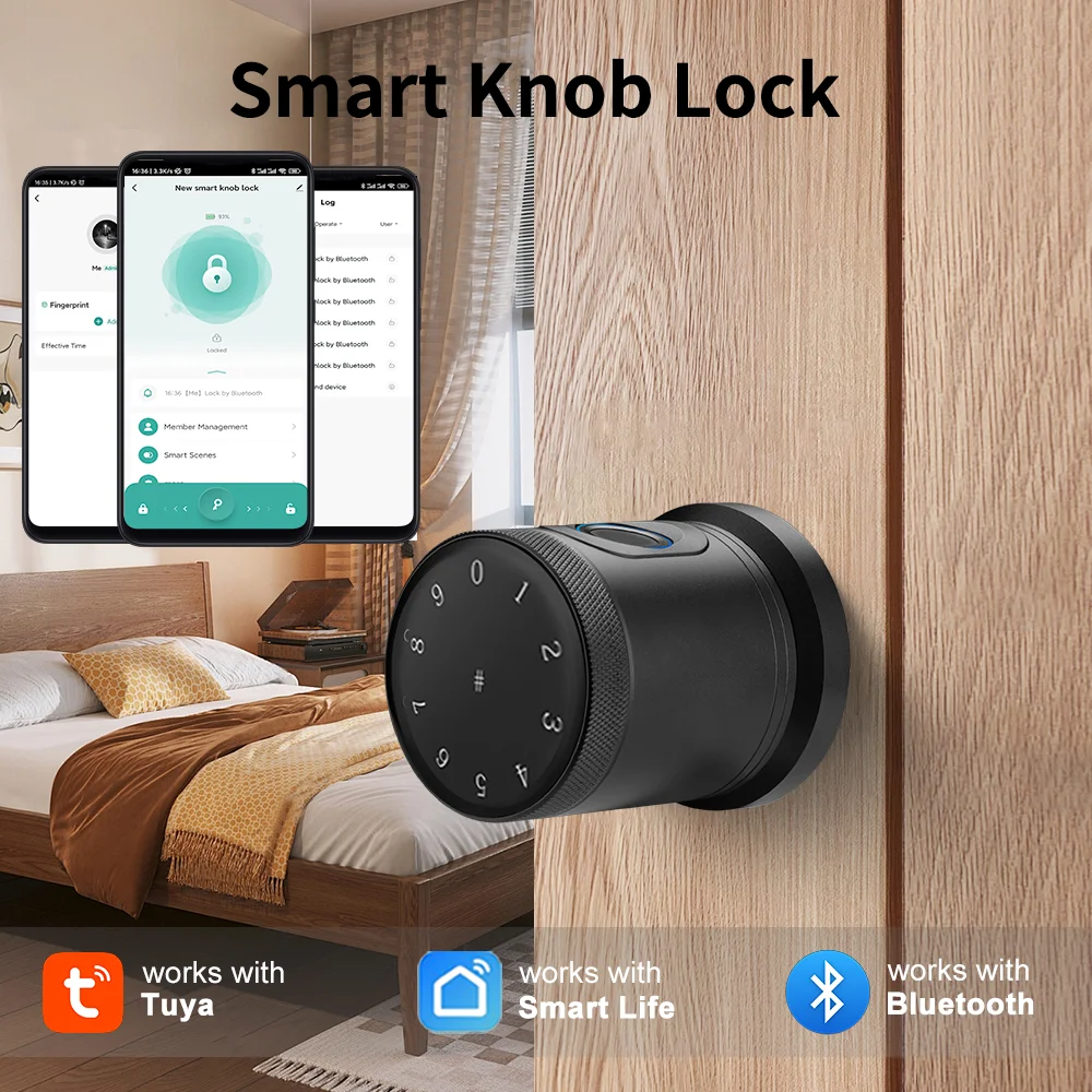 Tuya Bluetooth Electronic Door Lock LED Touchscreen Keypad Lock Smart Door Lock System Smart Life Devices Security Protection