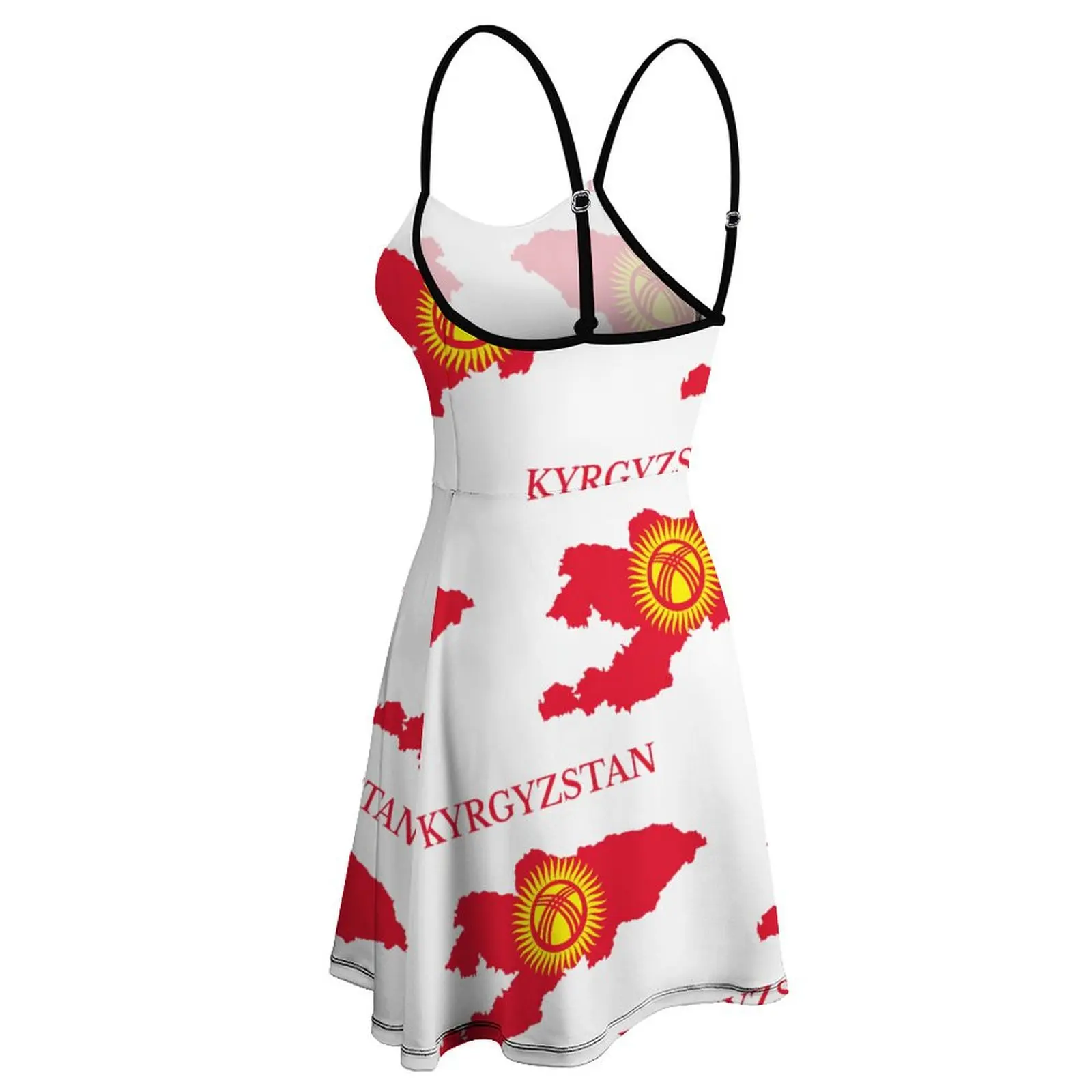 Kyrgyzstan Flag Map Women's Sling Dress Top Quality Sexy Woman's Clothing Geek  Parties Strappy Dress