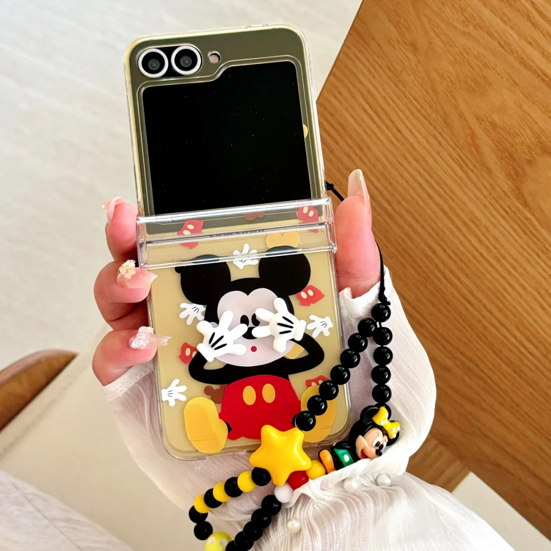 

Cartoon Mickey Minnie Mouse Phone Case For Samsung Galaxy Z Flip 7 6 5 4 3 3D Fashion Anime Shockproof Back Cover
