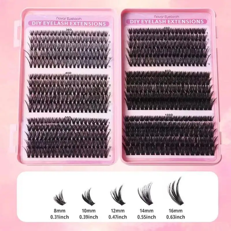 Professional D Curl Cluster Lashes Kit 30D 100D Segmented Eyelash Extension Natural Volume for Everyday Beauty